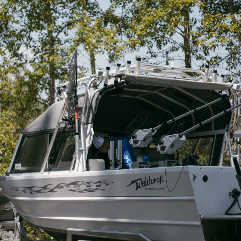 a truck is parked on the side of a road